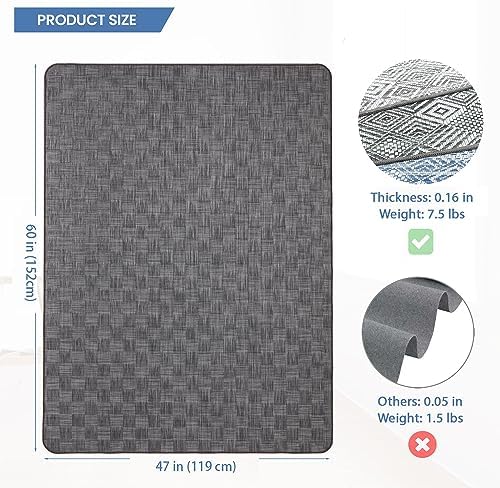 Chair Mat for Hardwood & Tile Floor, 47" x 60" Heavy Duty Office Chair Mat for Rolling Chairs, Anti Slip, Non-Curve, Floor Protector for Home Office, Charcoal Grid - Image 2