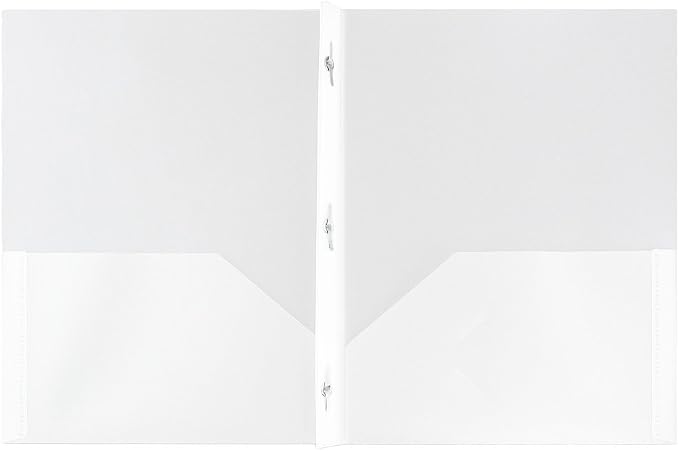 JAM PAPER Plastic Color POP Folders - 2 Pocket Durable Folders with Metal Prongs Fastener Clasps - Clear - Bulk 96/Pack - Image 2