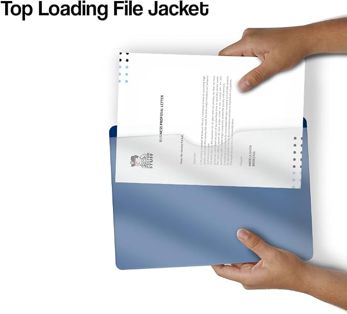 Navy Blue Plastic Folders with Closed Sides, Doctor Stuff, Letter Size, Clear Front Top Loading Job Jacket, Documents Holder for Office, High School and Medical Files, Pack of 50 - Image 5