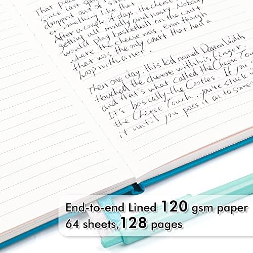 feela 12 Pack Notebooks Journals Bulk, Hardcover Notebook Classic Ruled Journal Set with Pen Holder for School Business Work Travel Writing, with 12 Black Pens, 120 GSM, 5.1”x8.3”, A5, Teal - Image 3