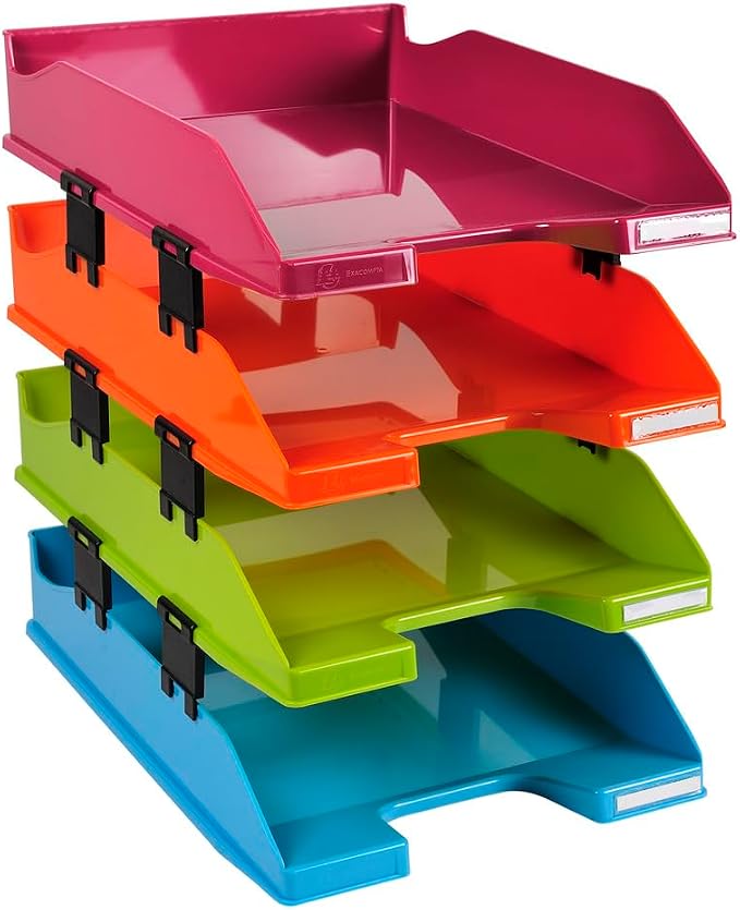 Exacompta Letter Trays Combo Midi, Set of 4 - Assorted Colours by +Office+Supplies