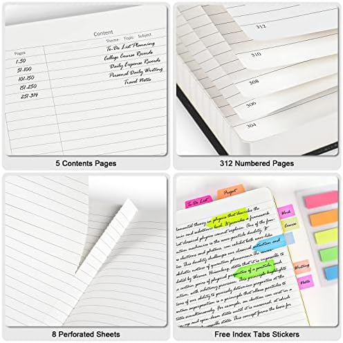 5 Pack College Ruled Notebook Bulk, A5, 312 Numbered Page Thick Journal Set - Image 5