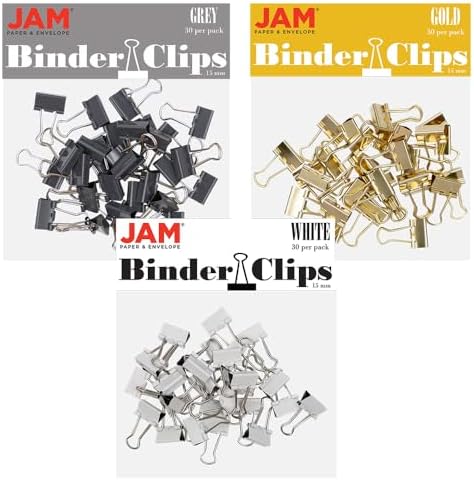 JAM PAPER Colorful Binder Clips Assortment - Extra Small - 3/5 Inch (15 mm) - Assorted Business Colors - 90 Binderclips/Pack by JAMPaper