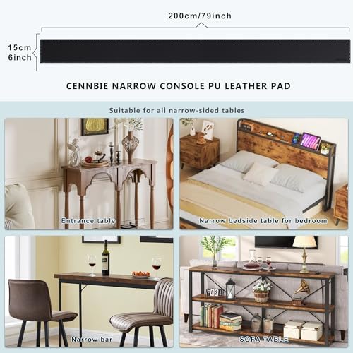CENNBIE Console Table Leather Cover - 78.8 x 5.9 Inches Sofa Table Narrow Long Mat - TV/Media/Gaming/Center Console Table Protector Pad for Narrow Side Table, Sideboard, Entryway Table (Black) - Image 2