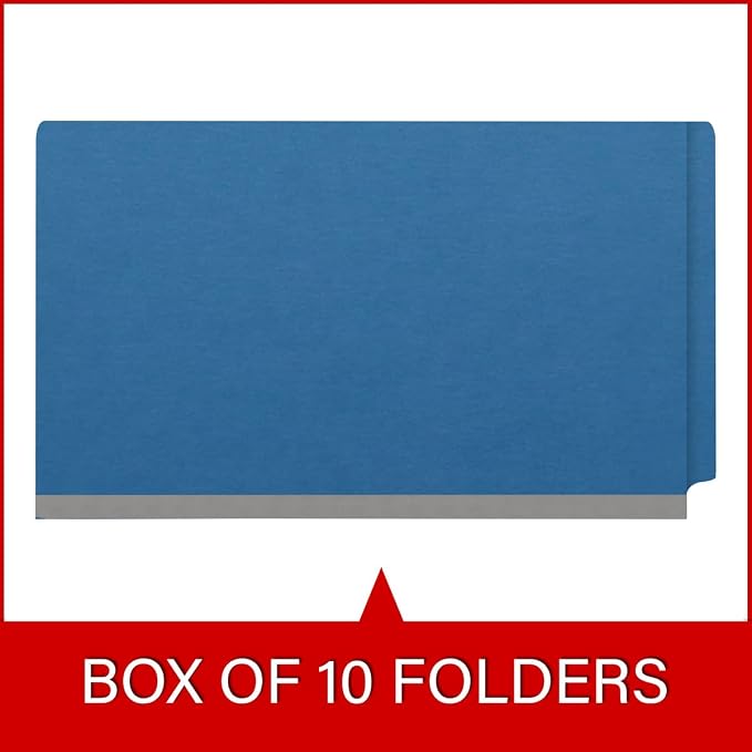 Ecom Folders End Tab Pressboard Classification Folders | Legal Size 25 Pt Type III Stock with 3 Dividers & 3" Tyvek Expansion | 2 Fasteners Pos 1 & 3 for Medical & Office Docs | Royal Blue, Box of 10 - Image 6