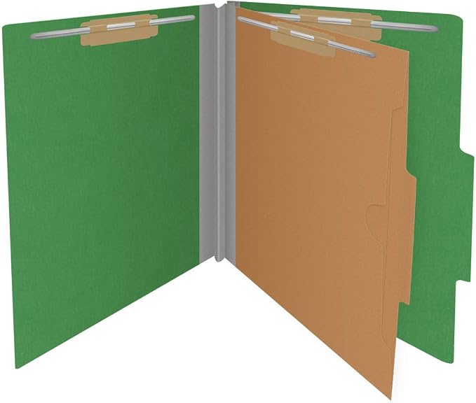 25 Pt. Pressboard Classification Folders, 2/5 Cut ROC Top Tab, Letter Size, 1 Pocket Divider, Moss Green (Box of 10) - Image 3