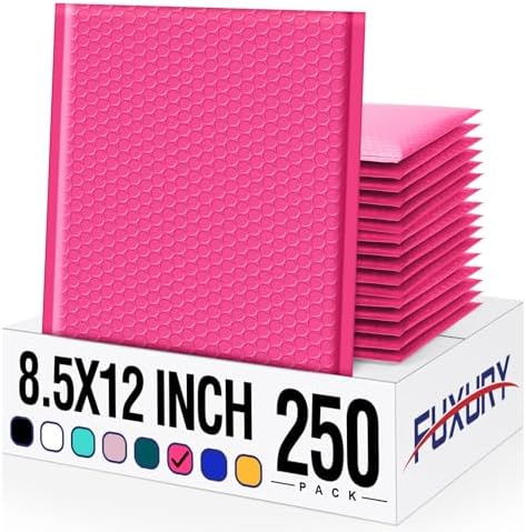 Fuxury Bubble Mailer 8.5x12 Inch 250 Pack Padded Envelopes Bulk by Fuxury