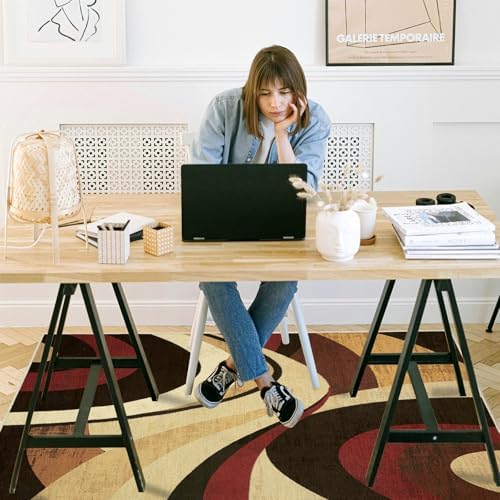 Office Chair Mat for Hardwood Floor, 48"x36" Easy Glide Computer Desk Mat Protector for Rolling Chair Under Desk Rug Nonslip Backing, Machine Wash, (Modern) - Image 2
