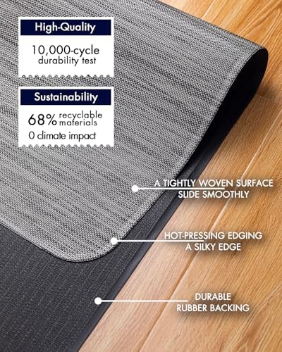 BARoyal Office Chair Mat for Hardwood Floor Under Desk Computer Rolling Chair Mat for Wood/Tile Floor Non-Slip Heavy Duty Desk Rug PVC Plastic Hard Floor Protector 46"x 60" (Gray) - Image 4
