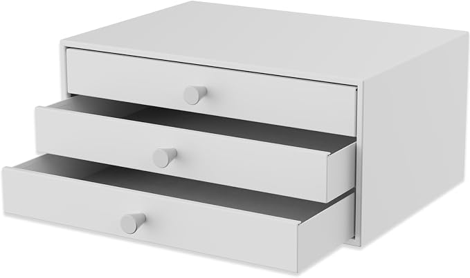 Desktop Drawers, Metal Desk Organizer with Drawer Storage Organizer for A4 File, Desk File Storage Organization for Office, Home, No Assembly Required, White by Homepage