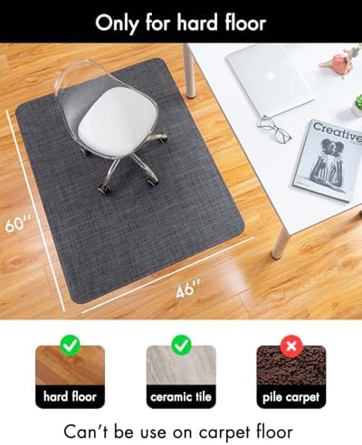 BARoyal Office Chair Mat for Hardwood Floor Under Desk Computer Rolling Chair Mat for Wood/Tile Floor Non-Slip Heavy Duty Desk Rug PVC Plastic Hard Floor Protector 46"x 60" (Cool Grey) - Image 3