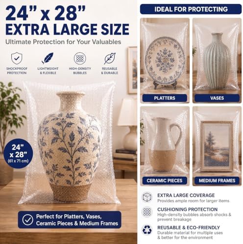 Dunzoom 5 Pack 24 * 28 Inch Extra Large Bubble Pouches, Non-adhesive Strip - Image 2