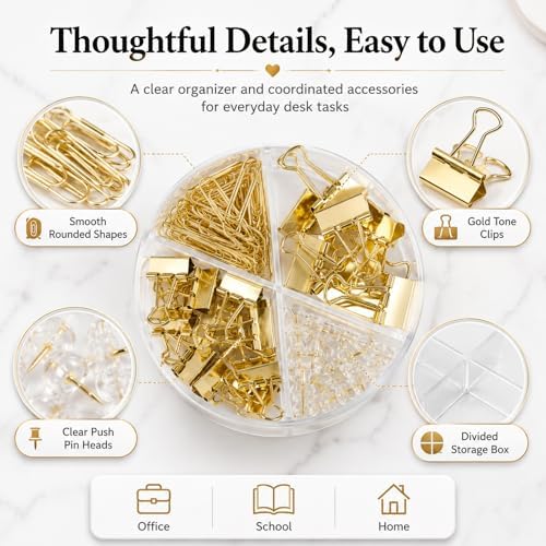 Paper Clips Binder Push Pin Set, Assorted Sized Binder Clips - Image 5