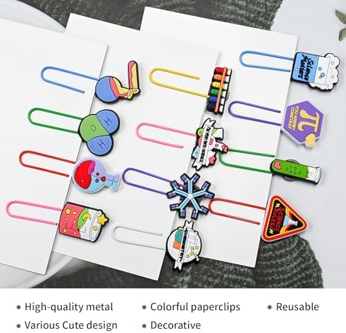 Paper Clips, 24pcs Science PaperClips Medium Colored Binder Clips Assorted Book Mark for Paperwork Office School Supplies Chemistry Gifts - Image 3