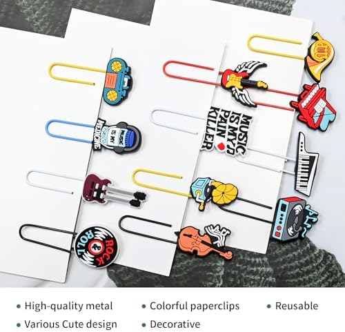 Paper Clips, 22pcs Music PaperClips Medium Colored Binder Clips Assorted Book Mark for Paperwork Office School Decorative - Image 2