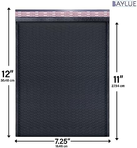 Black Bubble Mailers 7.25x12, Self Seal Poly Padded Envelopes #1, 100 Pack - Image 2