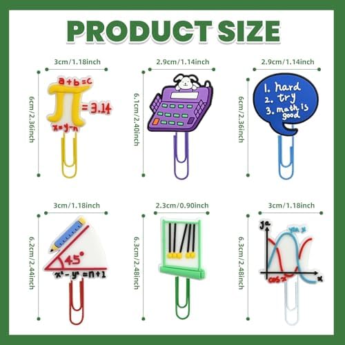 Paper Clips, 24pcs Math PaperClips Medium Colored Binder Clips Assorted Book Mark for Paperwork Office School and Personal Use - Image 4