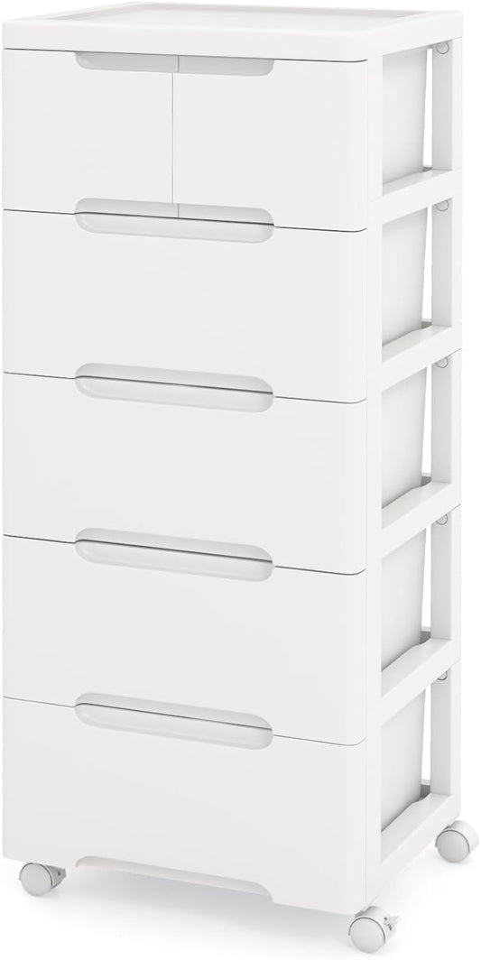 6-Drawer Plastic Rolling Storage Cart (16"x13"x38") | Mobile Storage Cabinet | Vertical Storage Tower Container Unit | 4 Universal Wheels | For Living Room, Home Office by LOKO