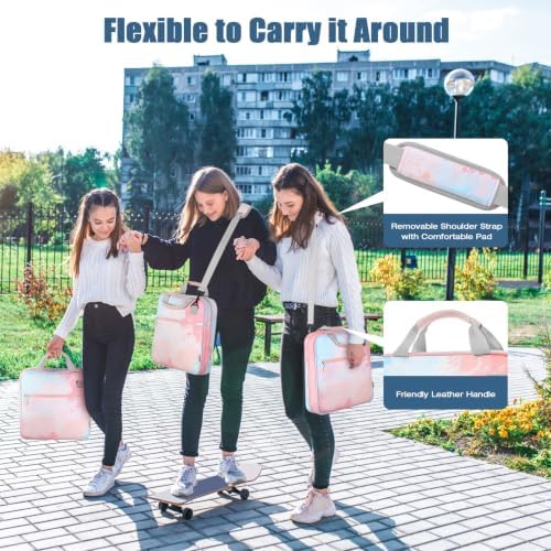 MoKo Zipper Binder, 2 inch 3 Ring Binder with 500 Sheet Capacity Multi-Pocket School Bag with Padded Shoulder Strap Handle, School Supplies Organizer for Middle Student, Orange Pink - Image 5