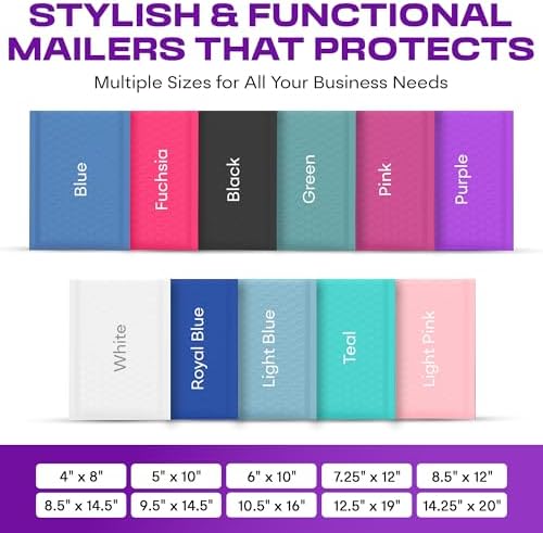 Purple Bubble Mailers 10.5x16 Self Seal Poly Padded Envelopes #5, 200 Pack - Image 3