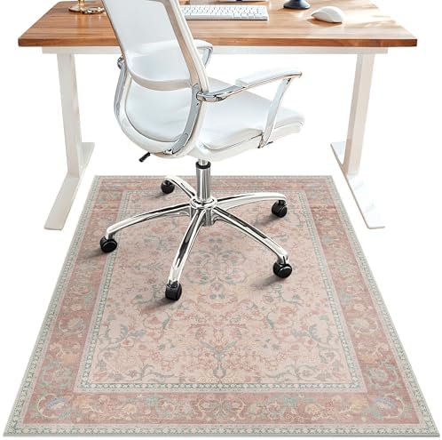 48"x60" Office Chair Mat for Hardwood Floor, Non-Slip Washable Pink by BESBLEE