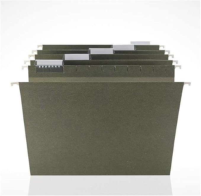 Staples Hanging File Folders, Letter Size, 1/5‑Cut Tabs, Standard Green, Includes Tabs & Paper Inserts – 25/Pack - Image 6