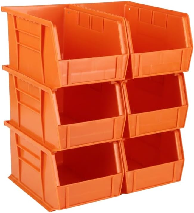 HE HUDSON EXCHANGE 9.5" x 6" x 5" (6 Pack) Plastic Stackable Storage Bin, Orange by HudsonExchange