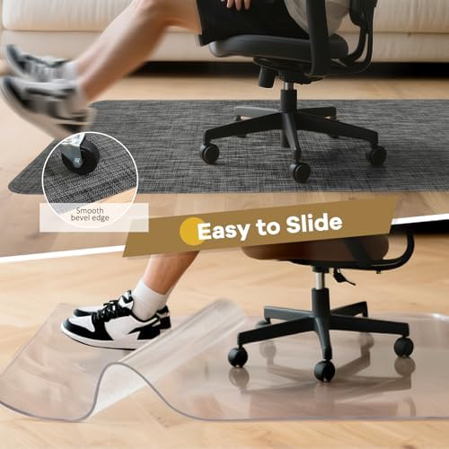 BesWin Large Office Chair Mat for Hardwood Floor, 48" x 60" Desk Floor Mat for Rolling Chair, Heavy Duty Anti-Slip Floor Protector Rug for Home Office, Black - Image 4