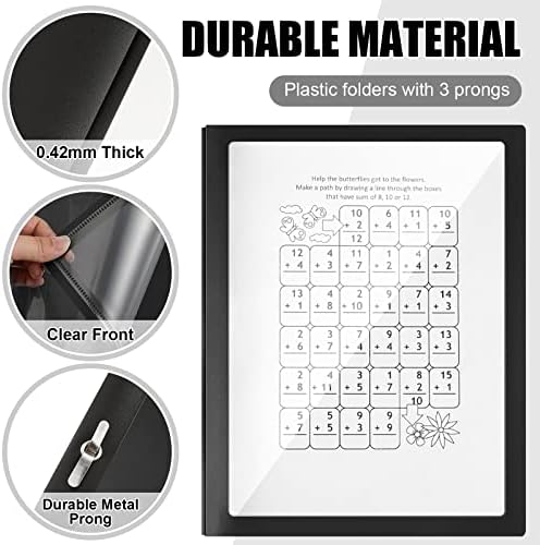 Teling 72 Pcs Report Covers with 3 Prong Presentation Folders, Black - Image 3