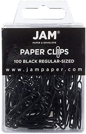 JAM PAPER Colorful Standard Paper Clips - Regular 1 Inch - Black Paperclips - 100/Pack by JAMPaper
