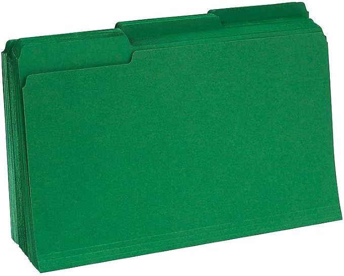 Staples Colored File Folders, Legal Size, 3‑Tab Top‑Tab Design, Green, Durable Paper Stock, 100/Pack - Image 2