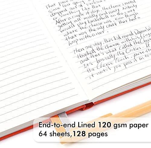 feela 24 Pack Journal Notebook for Work, Business Notebook Bulk Hardcover Lined Writing Journal with Pen Holder for Men Women Note Taking, with 24 Black Pens, 120 GSM, 5.1”x8.3”, A5, Orange - Image 3