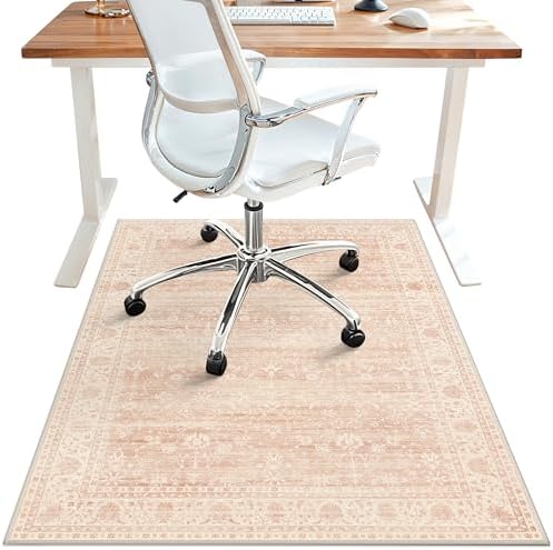 36"x48" Office Chair Mat for Hardwood Floor, Non-Slip Washable Dusty Pink by BESBLEE