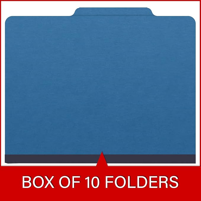 25 Pt. Pressboard Classification Folders, 2/5 Cut ROC Top Tab, Letter Size, No Dividers, Royal Blue (Box of 25) - Image 6