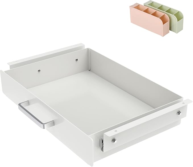 Gome Under Desk Pull-Out Drawer - Storage Organizer Office Mounted, Easy Slide-Out Pencil Drawer for Saving Space, Ideal for Sit-Stand Workstation by GOME