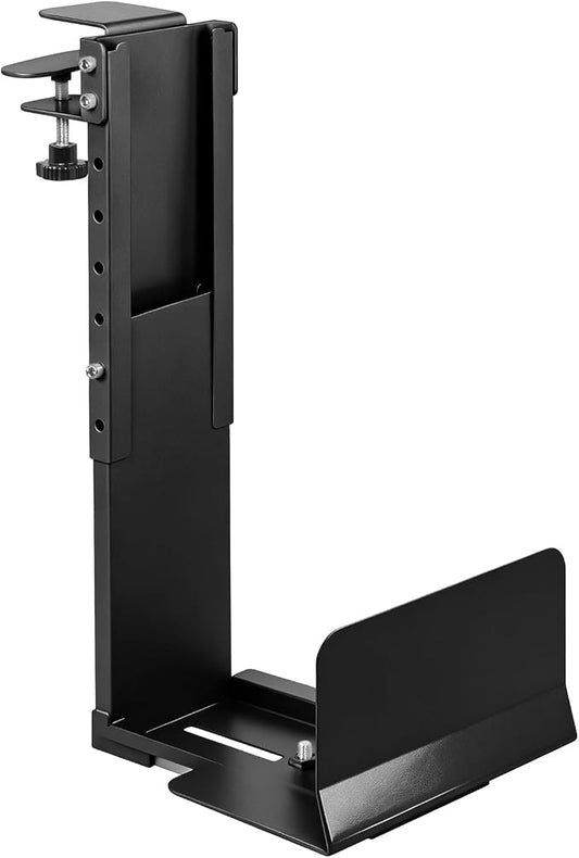 Adjustable Under Desk PC Mount, Heavy Duty No Drilling Clamp Mount on Desk Fits Most PC Tower 14.5”-22.4” (H) , Thickened & Ultra Strong CPU Holder for Standing Desk & Home Office, Black by TooCust