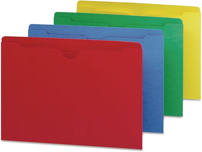 Smead File Jacket, Reinforced Straight-Cut Tab, Flat-No Expansion, Letter Size, Assorted Colors, 100 per Box (75613) by SMEAD