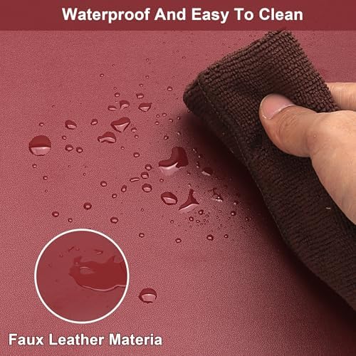 Leather Desk Mat,1.8mm Thick,15.75x23.6 Inch Desk Cover,Nightstand Cover,Night Stand Cover for Top,Night Stand Cover,Side Table Cover,Night Stand Mat(Black+Wine Red,15.75x23.6) - Image 5
