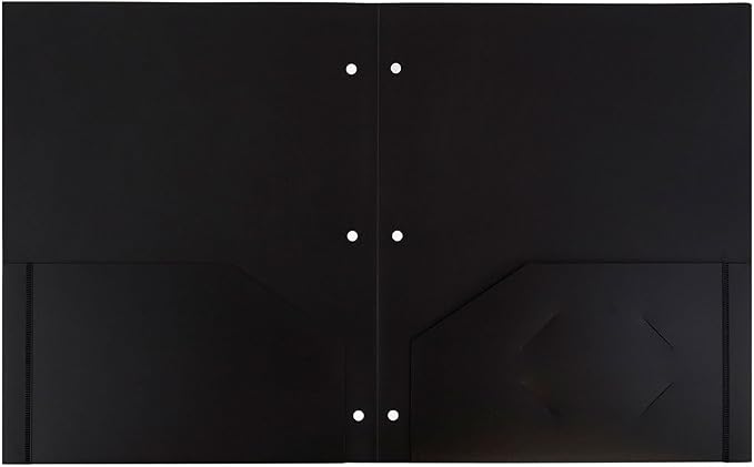 JAM PAPER Heavy Duty Plastic 3 Hole Punch Pocket Folders - Extra Tough School Folders - Black - 6/Pack - Image 6