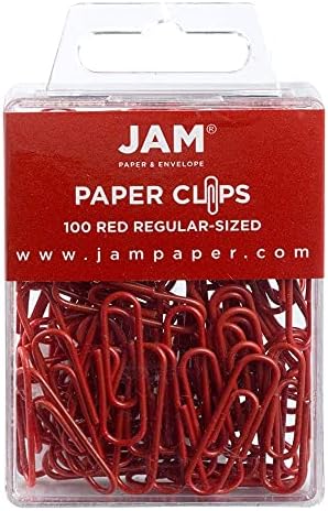 JAM PAPER Colorful Standard Paper Clips - Regular 1 Inch - Red Paperclips - 100/Pack by JAMPaper