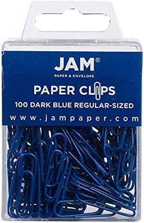 JAM PAPER Colorful Standard Paper Clips - Regular 1 Inch - Dark Blue Paperclips - 100/Pack by JAMPaper