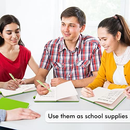 feela 12 Pack Notebooks Journals Bulk, Hardcover Notebook Classic Ruled Lined Journals with Pen Holder for Women Girls School Business Supplies, with 12 Black Pens, 120 GSM, 5.1”x8.3”, A5, Green - Image 5