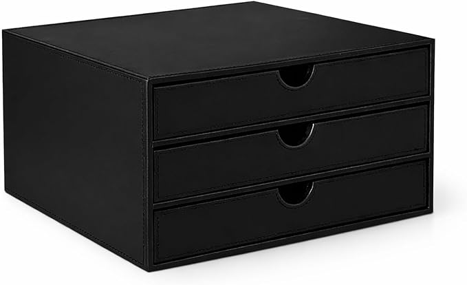 UnionBasic Document Organizer, 3-Drawer File Cabinet Document Storage Box, Office Desktop Filing Organizer, Black by UnionBasic