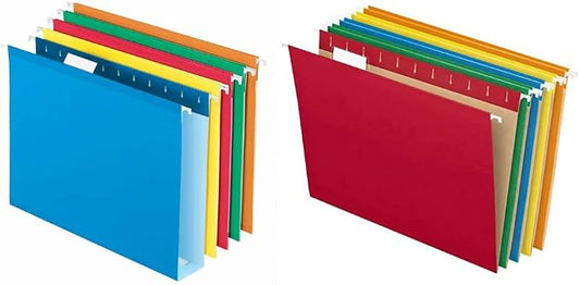 Pendaflex Extra Capacity Hanging File Folders (4152X2 ASST) and Pendaflex Hanging File Folders, Letter Size, Assorted Colors (81663) - Set of 2 by Unknown