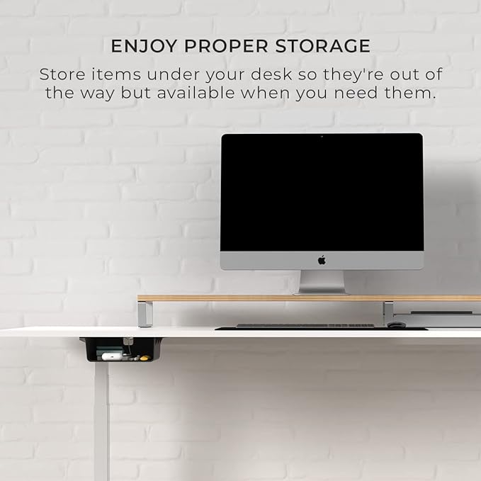 HumanCentric Under Desk Storage Shelf, Drawer Organizer | Office, Workstations, Tables, Sit Stand Desks, Gaming Setups, Mountable Storage Tray, Cable Management, Screw, Stick VHB Tape - Image 4