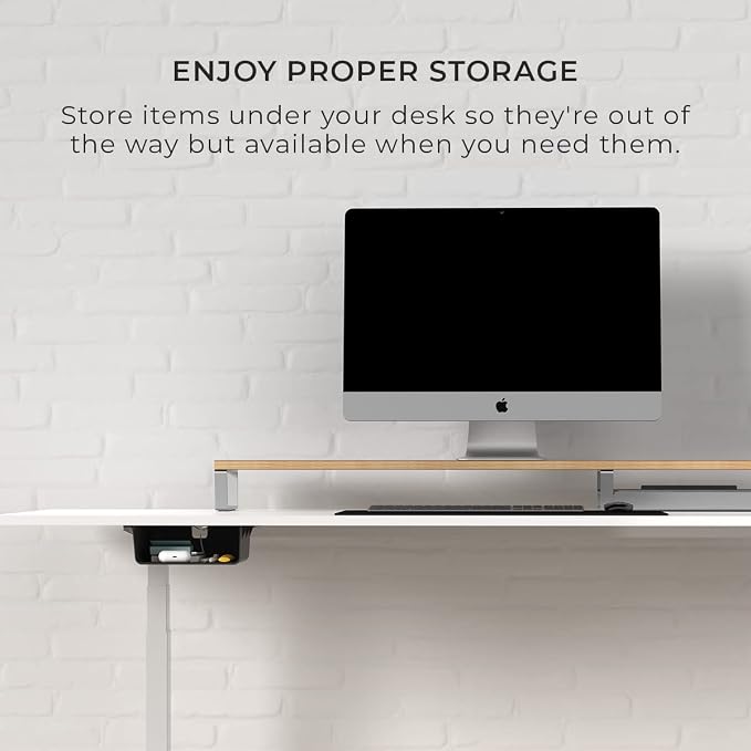 HumanCentric Under Desk Storage Shelf, Drawer Organizer for Office, Workstations, Tables, Sit Stand Desks, Gaming Setups, Mountable Storage Tray, Cable Management, Screw or Stick On, 2 Pack - Image 4