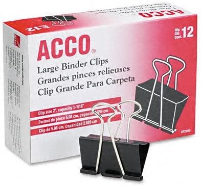 Large Binder Clips, Steel Wire, 1 1/16" Cap, 2"w, Black/Silver, Dozen - Image 2