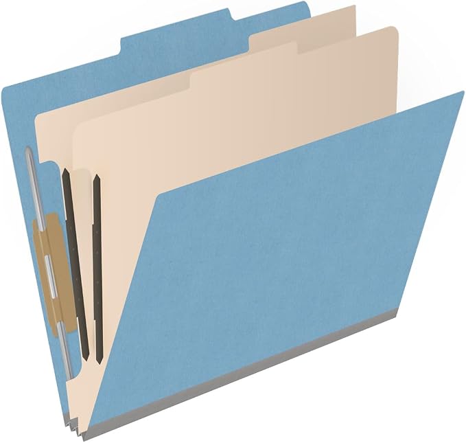 Heavy Duty End Tab Color Folders, 2/5 Cut ROC Top Tab, Letter Size, 2 Divider, Blue (Box of 10) - Image 2