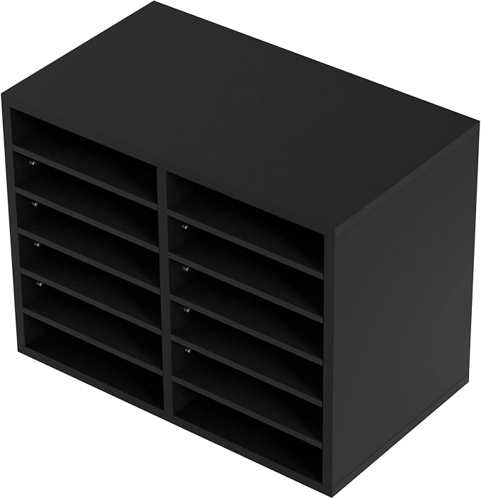VEVOR Literature Organizers, 12 Compartments Office Mailbox with Adjustable Shelves，Wood Literature sorter 20.4x12x16.1 inches for Office, Home, Classroom, Mailrooms Organization, EPA Certified Black - Image 10
