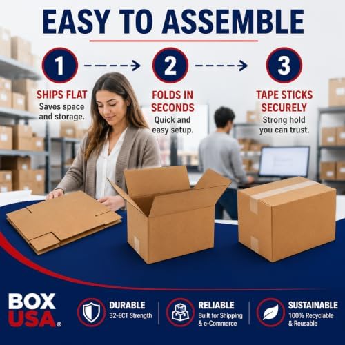 BOX USA Medium Boxes Holds 65lbs, 16x14x12 25-Pk for Shipping & Packing - Image 5